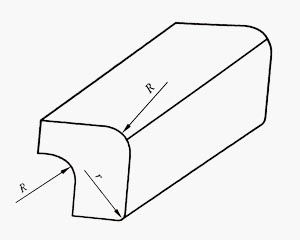 倒角(或过渡圆角)半径r及圆角半径R示意图
